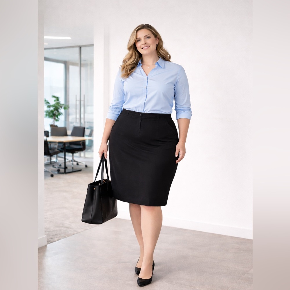 Laura Scott Black Lined Career Pencil Skirt Size 18 Office Workwear